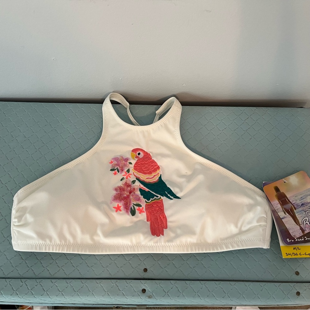 NWT Coco Rave Bikini Top with Beautiful Parrot Size M/L 34/36 Cup